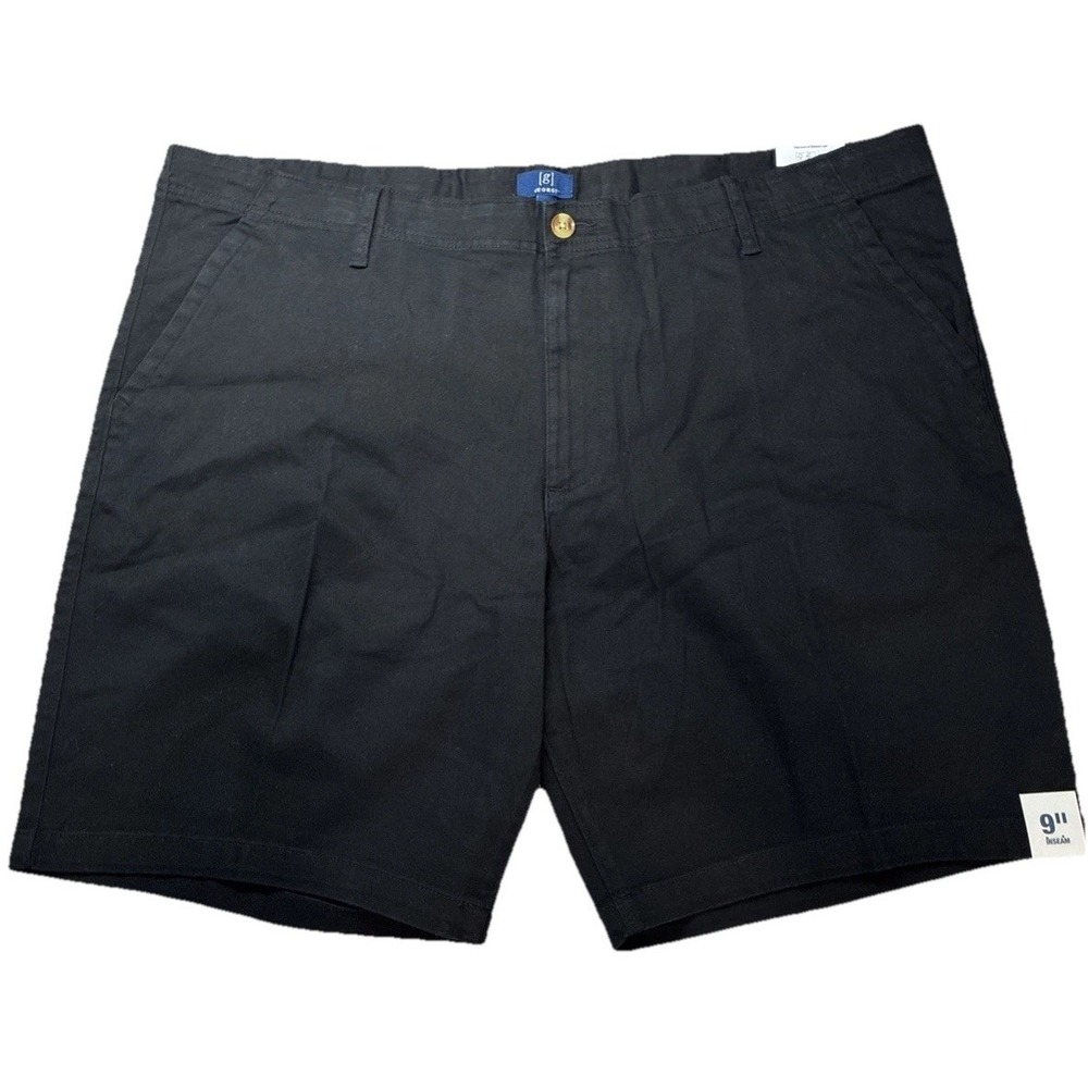 Men's Shorts Sz 46 George Zip‎ Stretch Twill Flat Front Black Soot 9" Inseam NWT